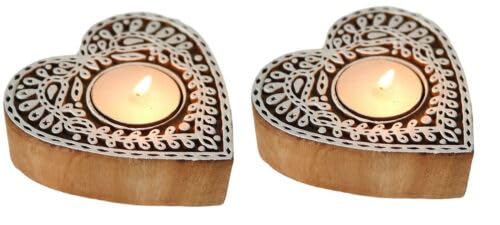 Heart Shaped Wooden Tea-Light Holder