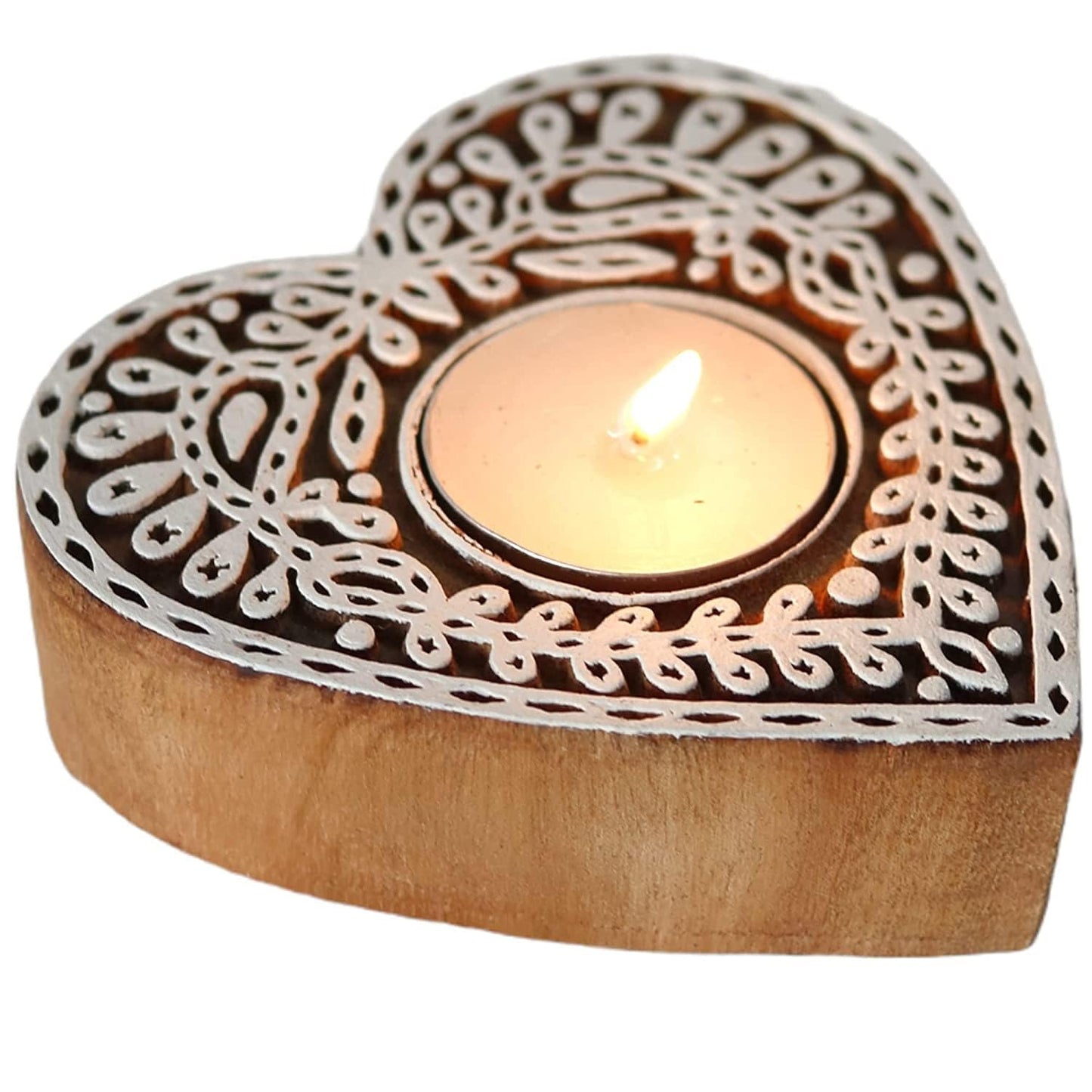 Heart Shaped Wooden Tea-Light Holder