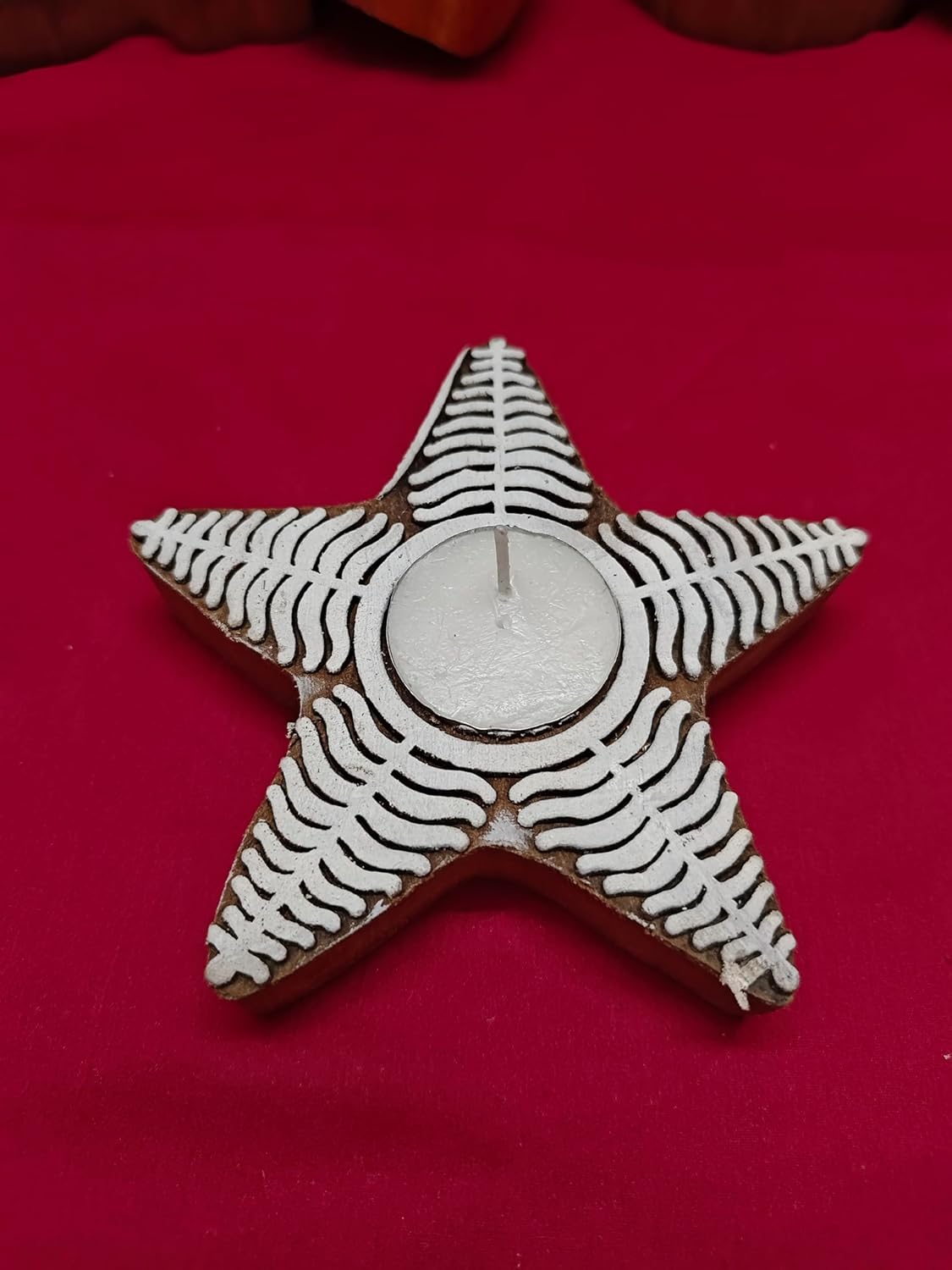 Star Shaped Wooden Tea-Light Holder