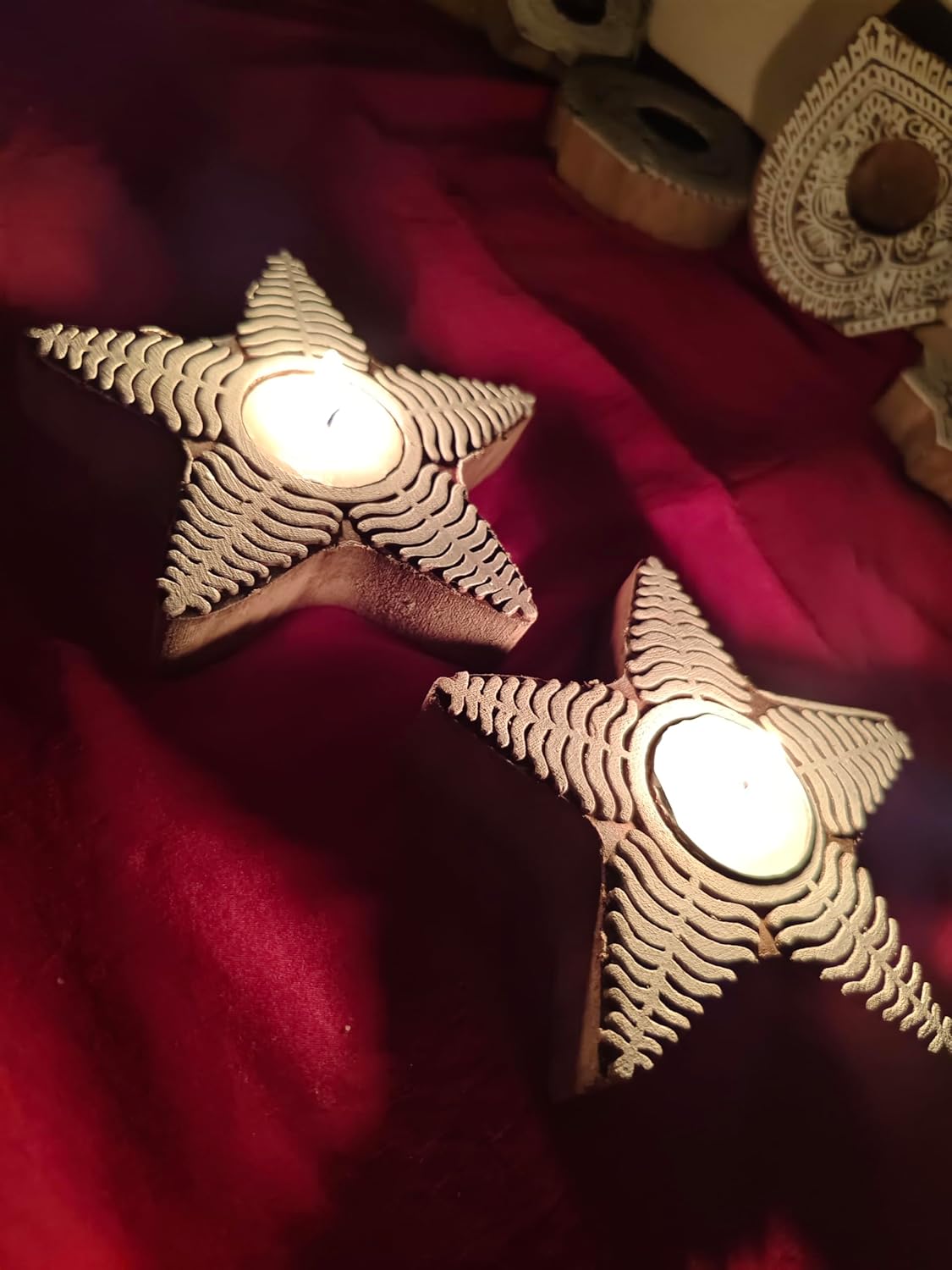 Star Shaped Wooden Tea-Light Holder