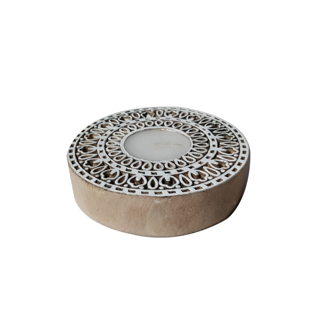 Circle Shaped Wooden Tea-Light Holder
