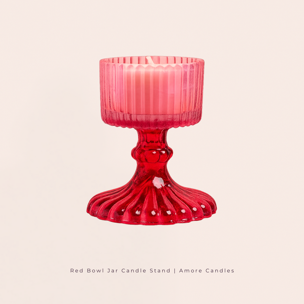 Red Bowl Jar Candle Stand