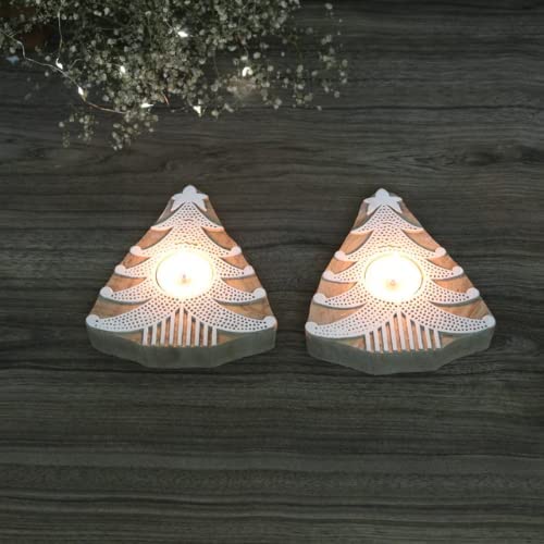 X-Tree Shaped Wooden Tea-Light Holder