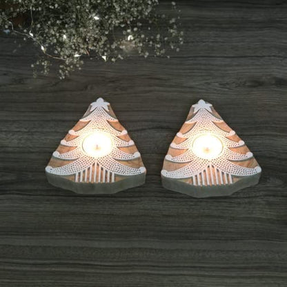 X-Tree Shaped Wooden Tea-Light Holder