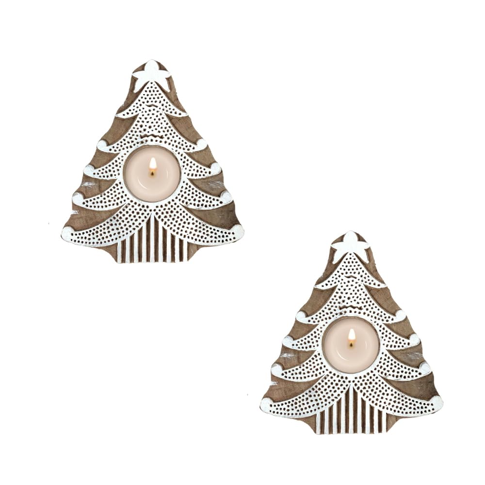 X-Tree Shaped Wooden Tea-Light Holder