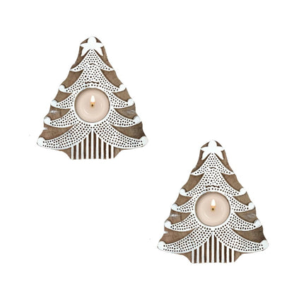 X-Tree Shaped Wooden Tea-Light Holder