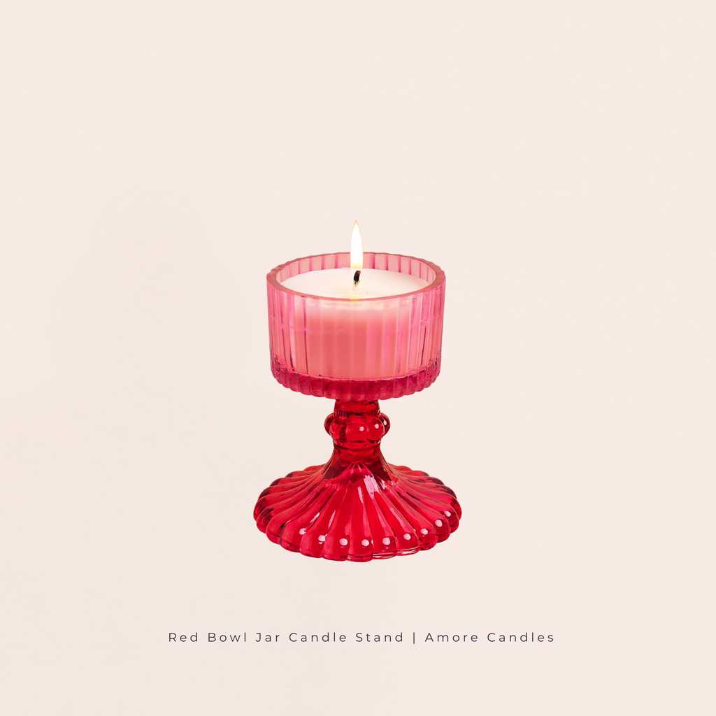 Red Bowl Jar Candle Stand