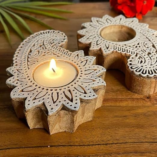 Kerry Shaped Wooden Tea-Light Holder