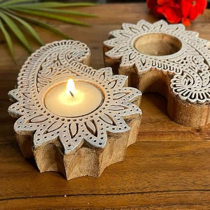 Kerry Shaped Wooden Tea-Light Holder