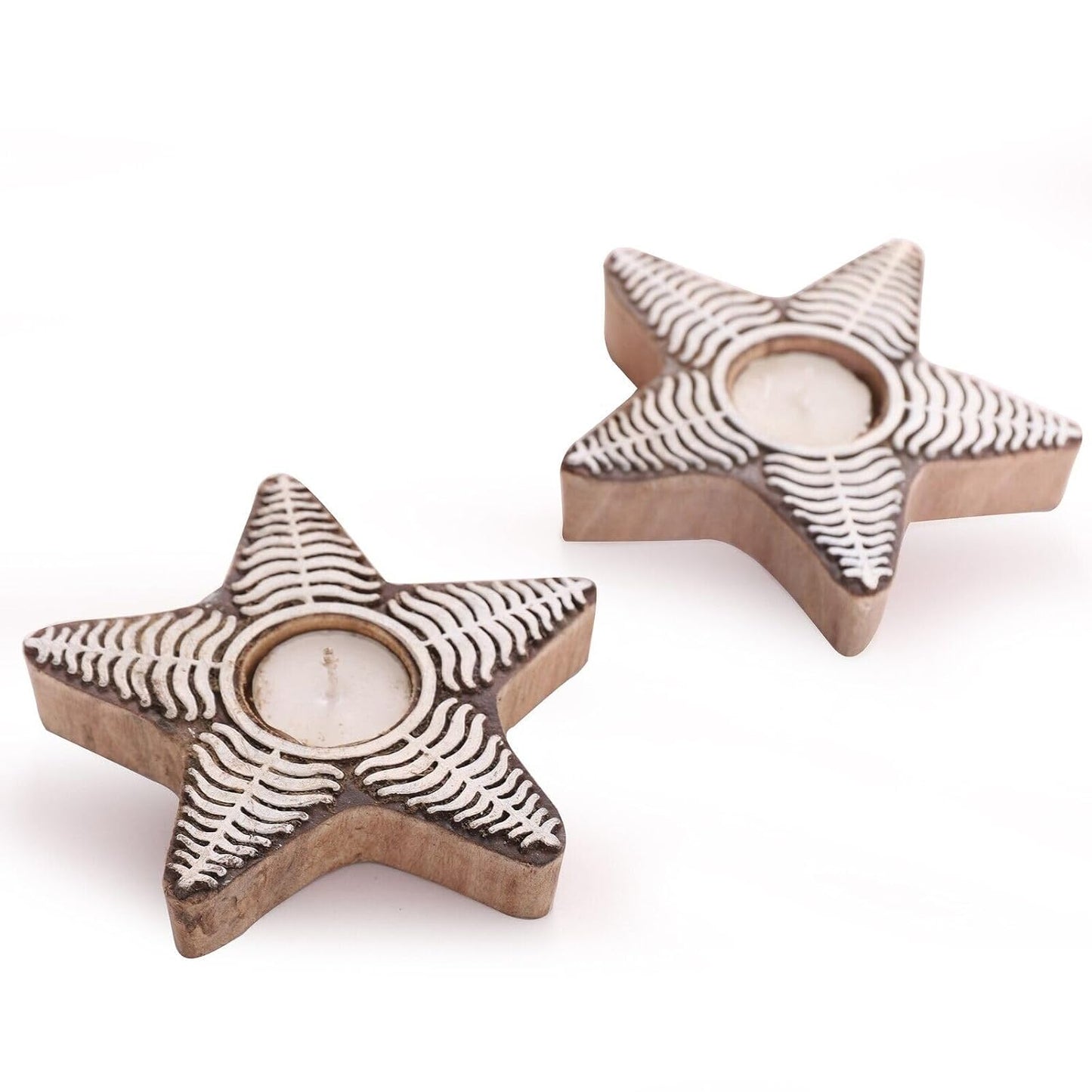 Star Shaped Wooden Tea-Light Holder