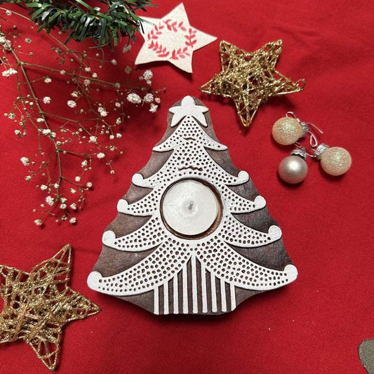 X-Tree Shaped Wooden Tea-Light Holder