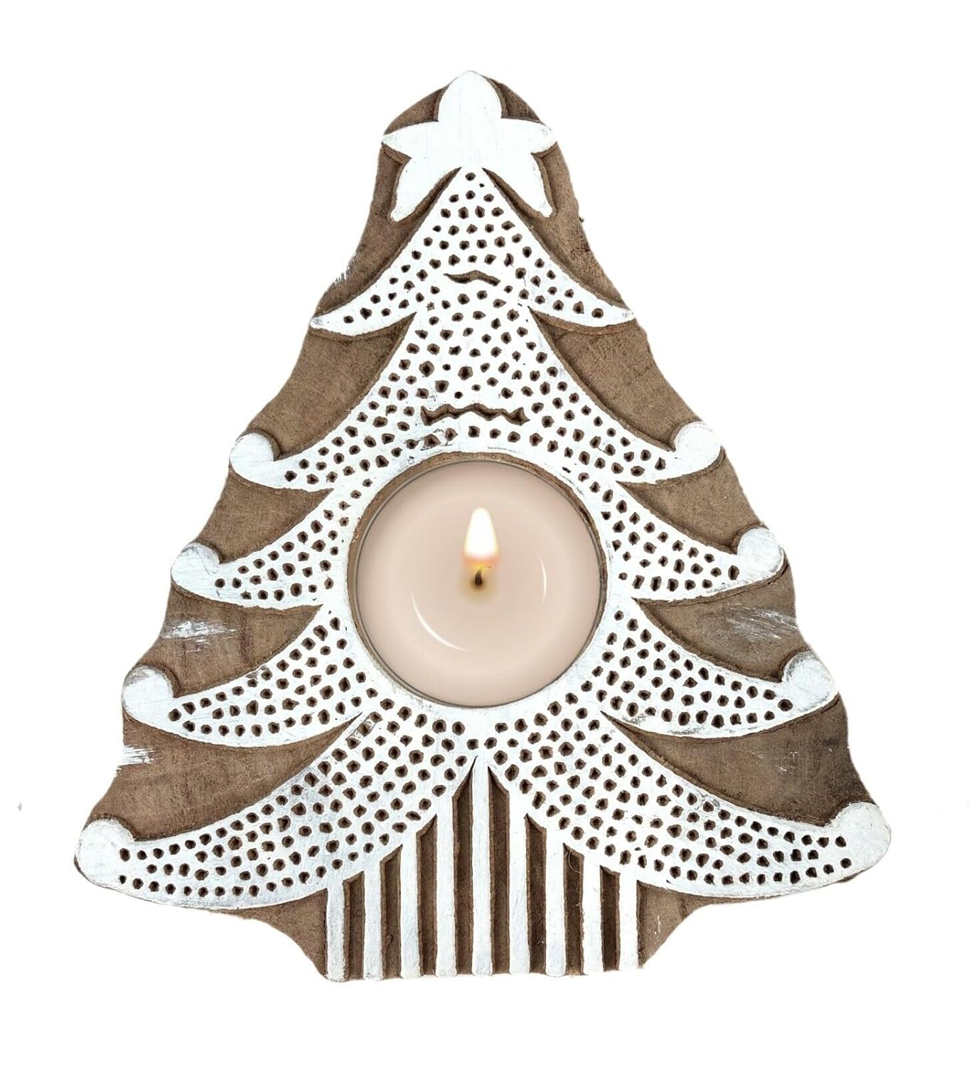 X-Tree Shaped Wooden Tea-Light Holder