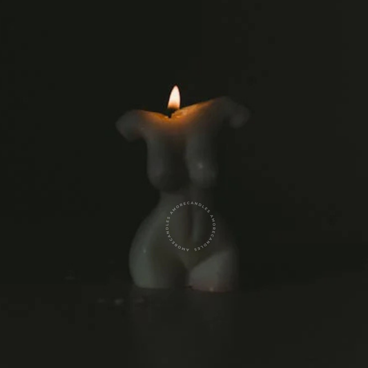 Woman Naked Torso Body Bees Wax Candle