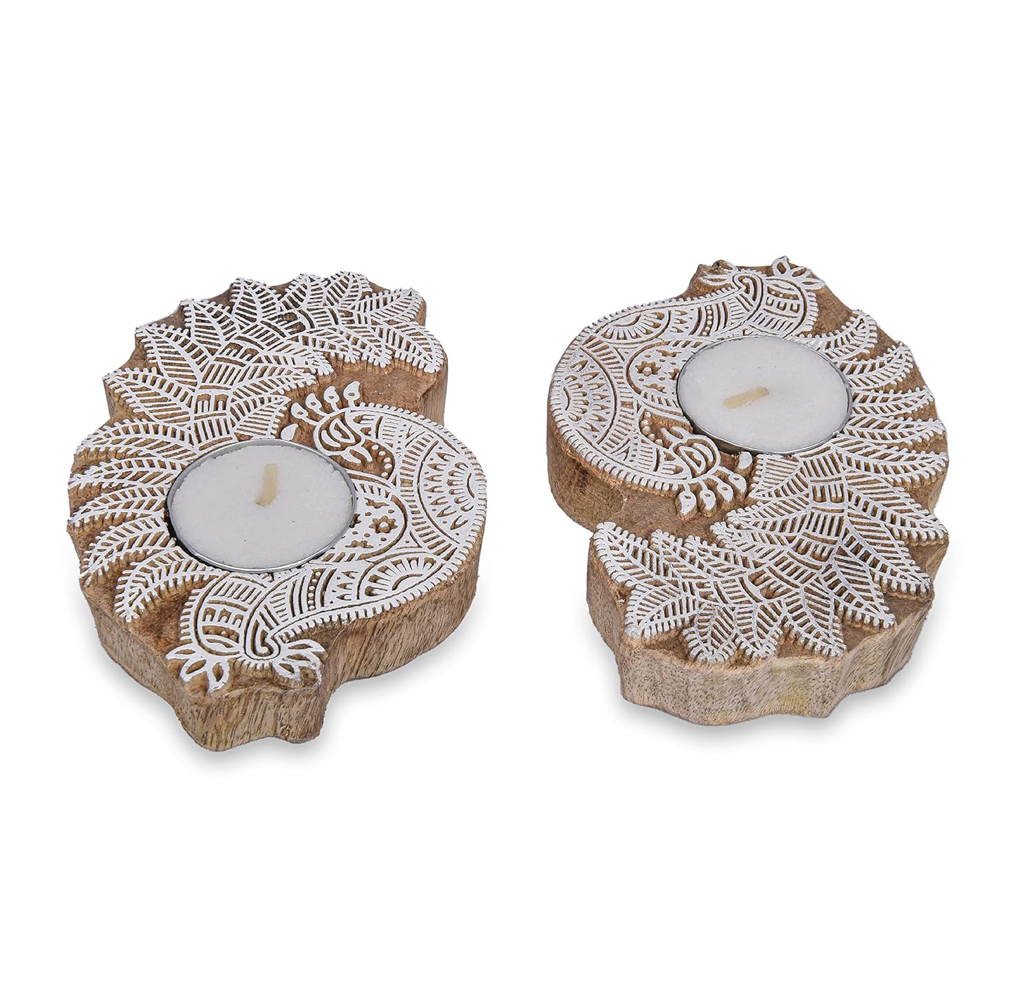 Peacock Shaped Wooden Tea-Light Holder