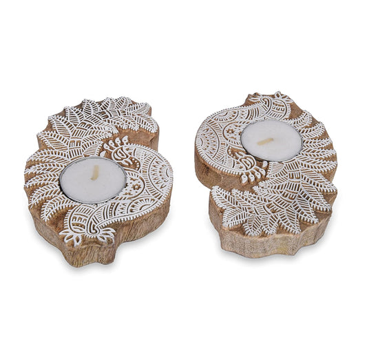 Peacock Shaped Wooden Tea-Light Holder