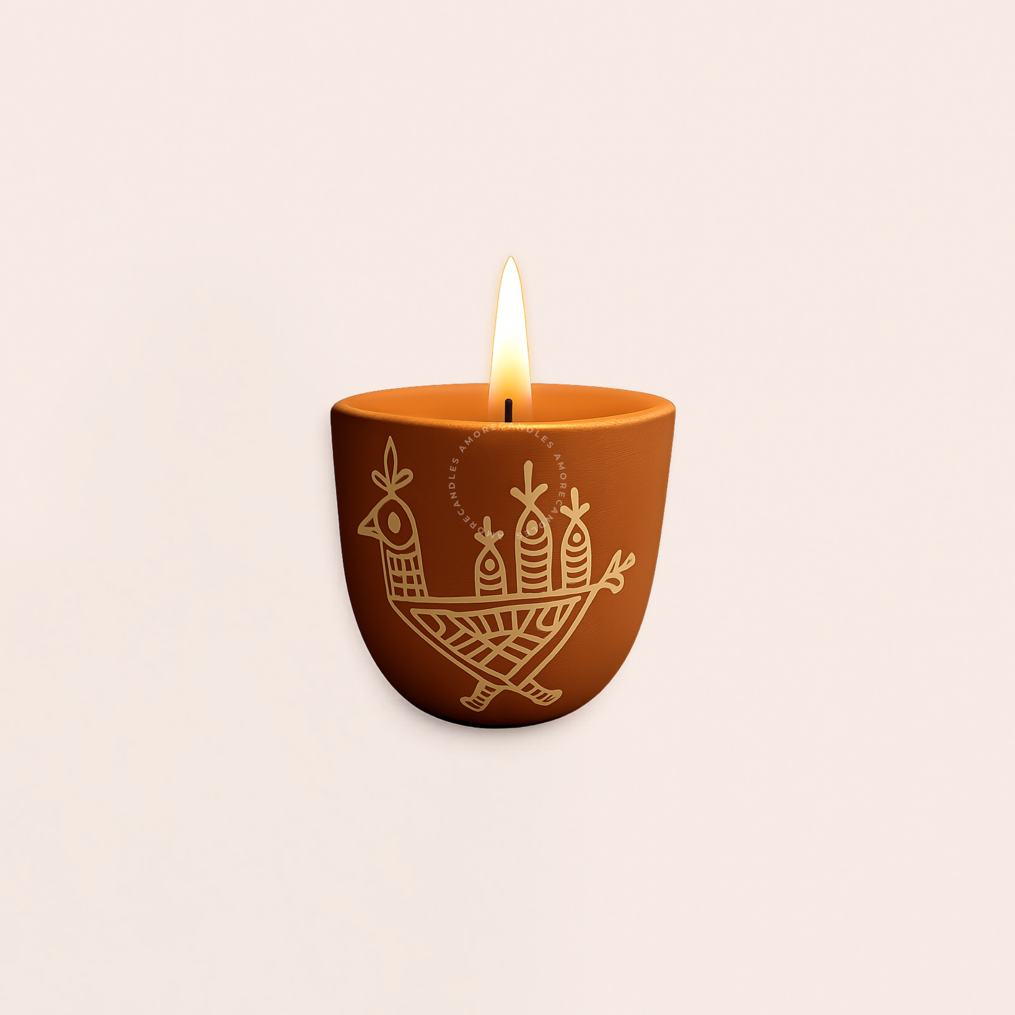 Royal Peacock Glow – U Shape Terracotta Jar by Amore