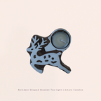 Reindeer Shaped Wooden Tea-Light Holder x2