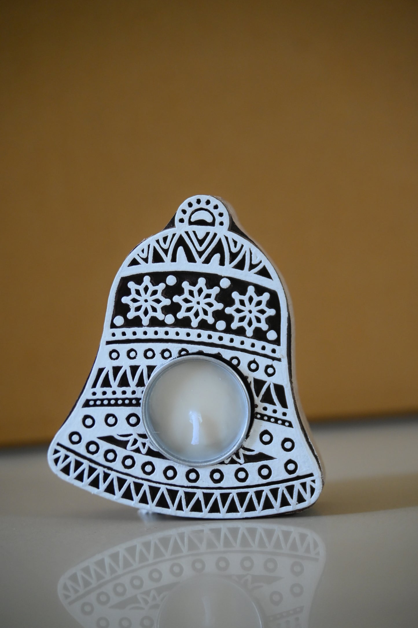 Bell Shaped Wooden Tea-Light Holder