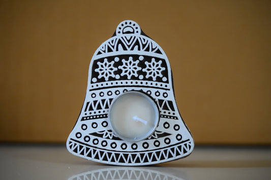Bell Shaped Wooden Tea-Light Holder