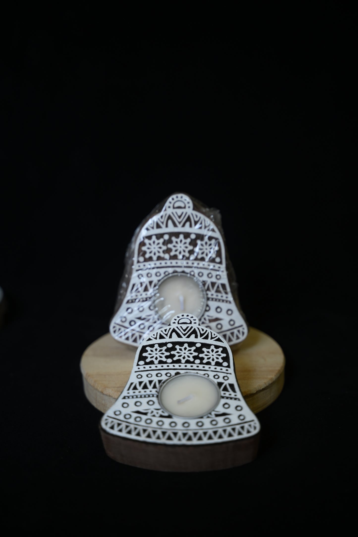 Bell Shaped Wooden Tea-Light Holder